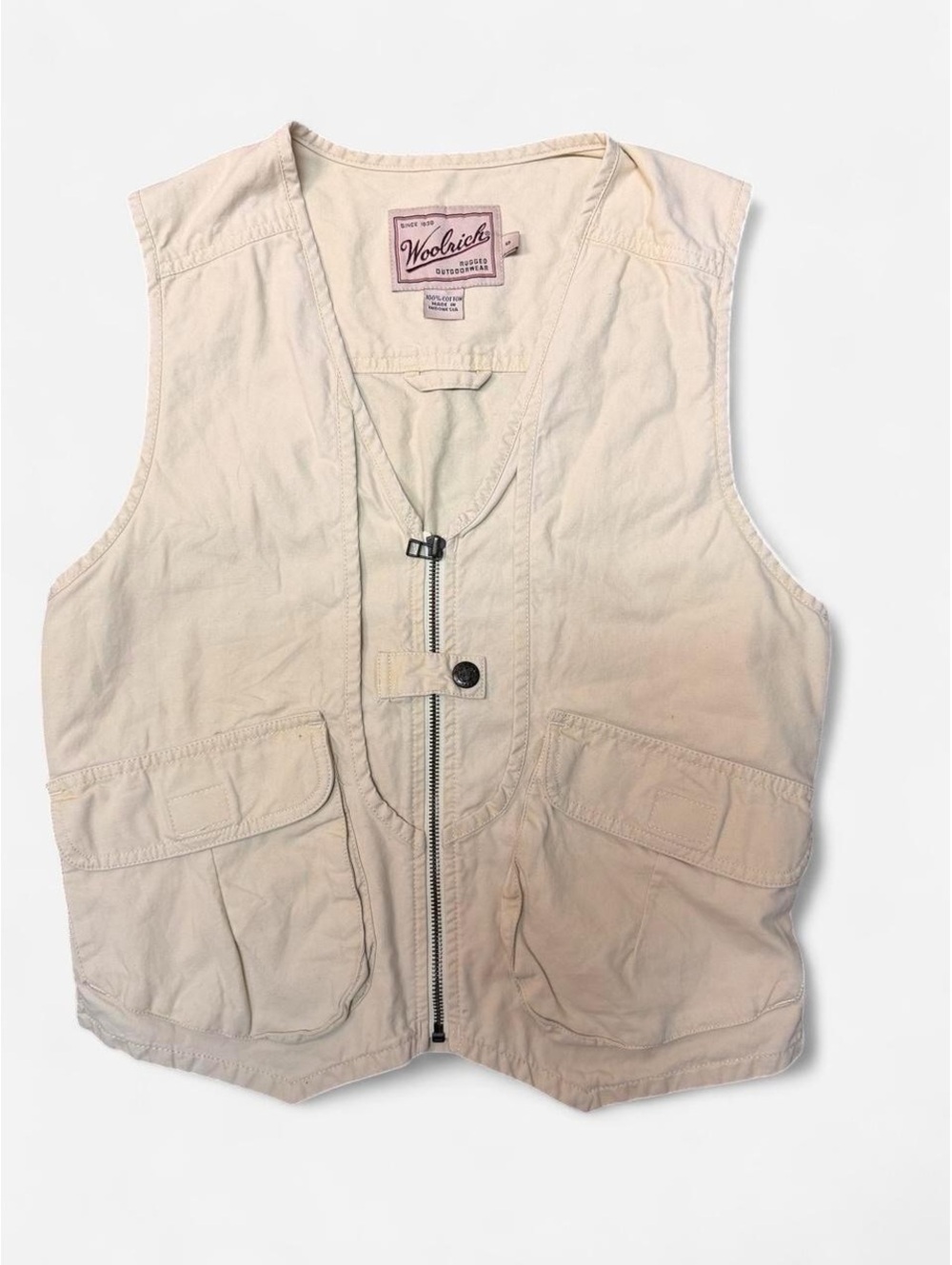 Vintage Woolrich butter yellow utility vest small fishing safari gorpcore